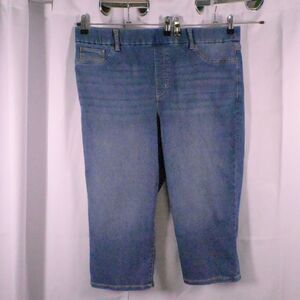 Kim Rogers Womens 18 39x20 Reg Blue Tummy Control Pull On Capri Jeans